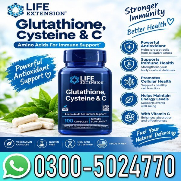 Life Extension Glutathione Cysteine & Vitamin C 100 Capsules Price In Pakistan | 03005024770