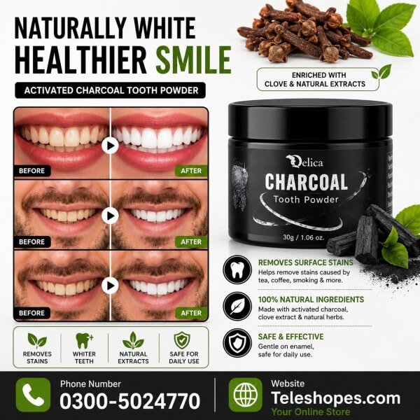 Natural Herbal Teeth Whitening Powder Mint Charcoal Tooth Polish In Pakistan